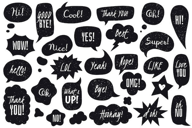 Speech bubbles doodles set