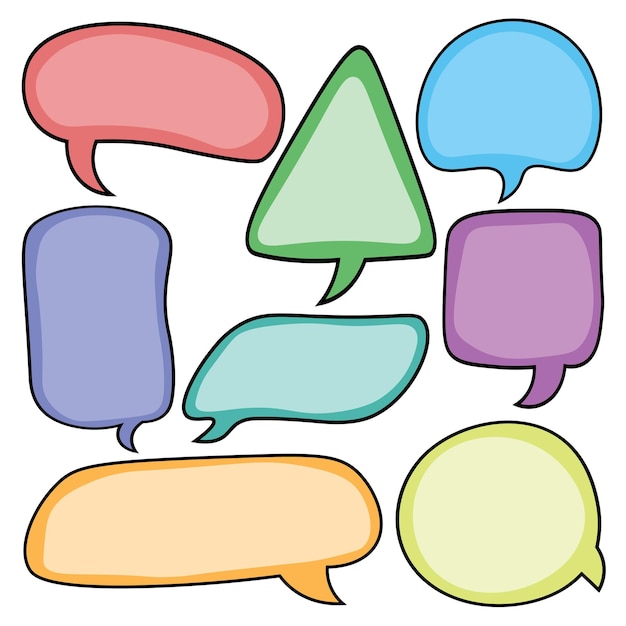 Vector speech bubbles hand drawn coloring free vector