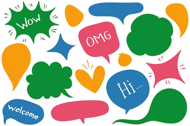 Vector speech bubbles hand drawn coloring vector