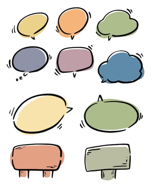 Speech bubbles hand drawn coloring