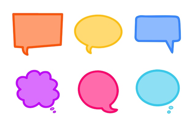 Speech bubbles hand drawn icon collection simple bright transparent dialog boxes with outline