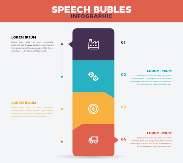 Infographics di bolle di discorso in design piatto