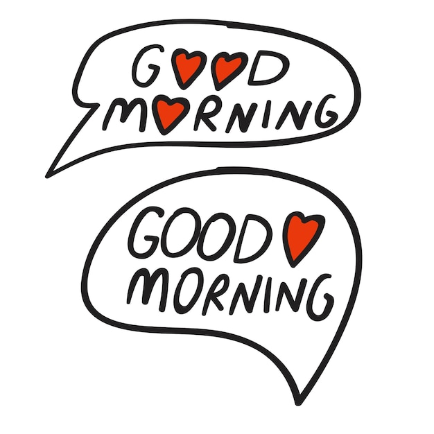 Speech bubbles outline Good morning Vector graphic design on white background