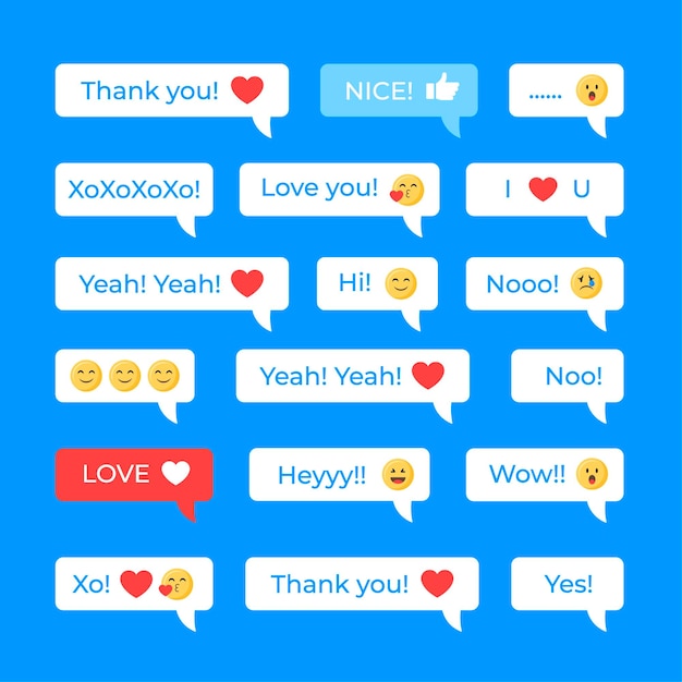 Vector speech bubbles set with emoji