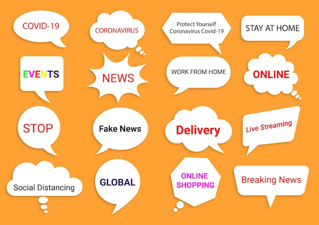 Speech bubbles talking about the news and global events