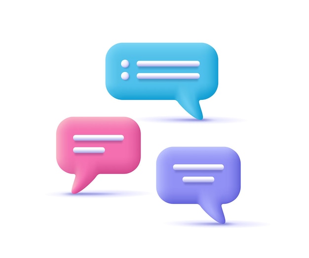 Speech bubbles for text 3d vector icon Chat message social media chatting Cartoon minimal style