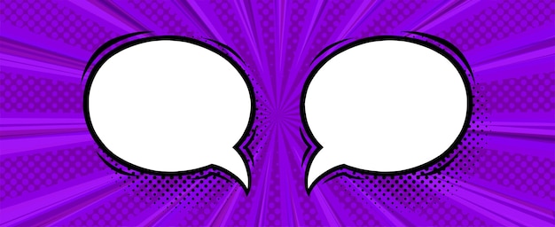 Speech bubbles in violet halftone background Round speech bubbles Vector illustration