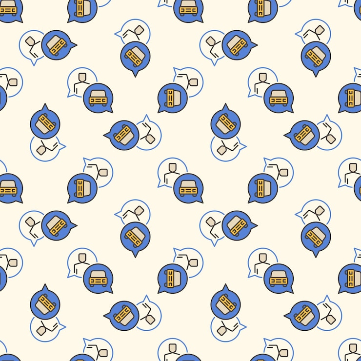 Vector speech bubbles with man and car vector colored seamless pattern