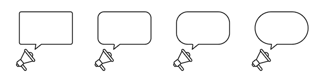Speech bubbles with megaphone Speech in chat or dialogue Vector illustration