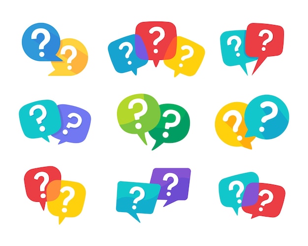 Vector speech bubbles with question marks doubt concept problem solving