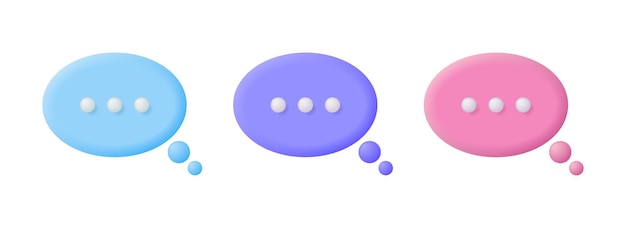 Speech or dialogue bubbles - cartoon icon set. 3D vector illustration.