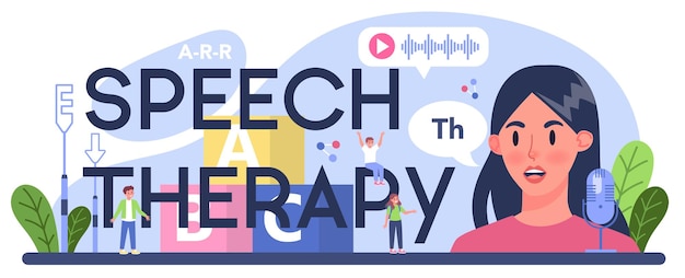 Vector speech therapy typographic header