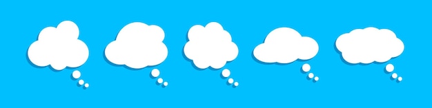 Speech think bubble icon set Cloud symbol Sign dream vector flat