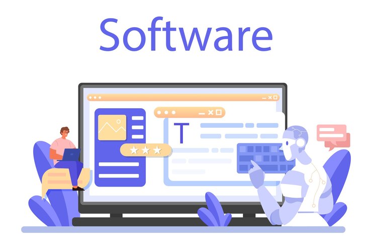 Vector speechwriting online service or platform. online software. flat vector illustration