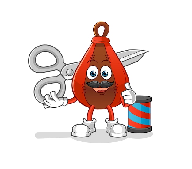 Vector speed bag barber cartoon. cartoon mascot vector