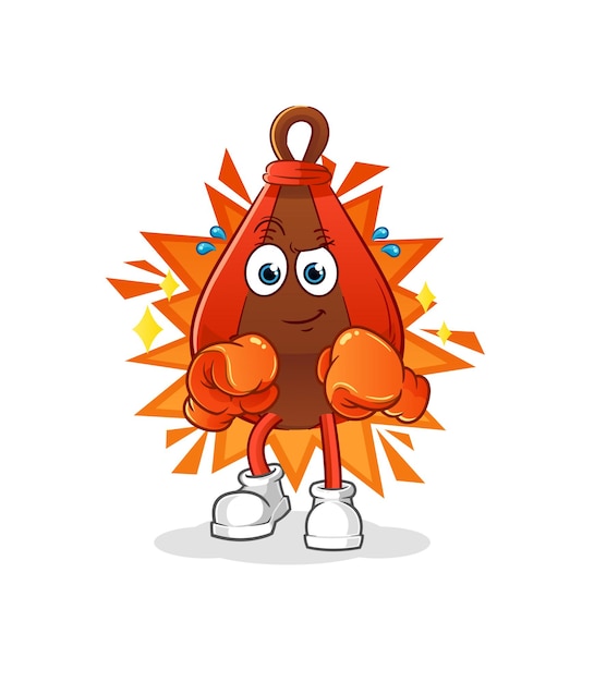 Speed bag boxer character. cartoon mascot vector