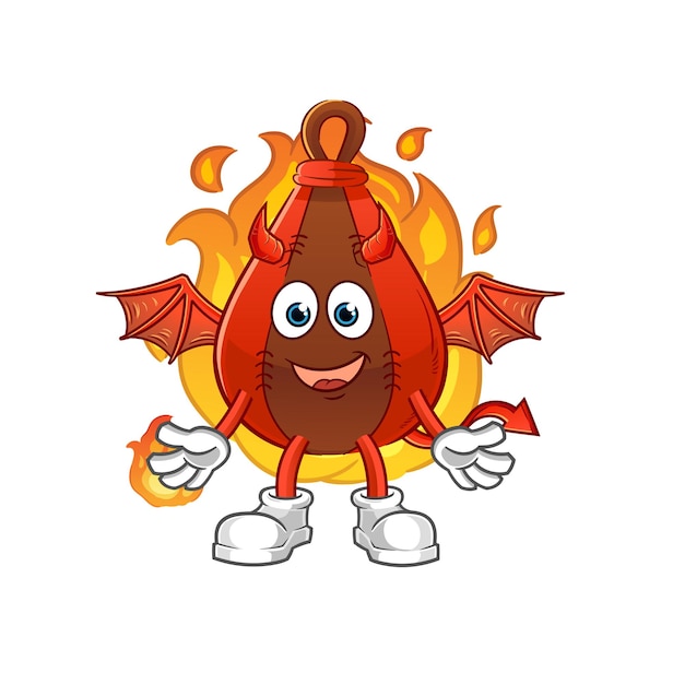 speed bag demon with wings character. cartoon mascot vector