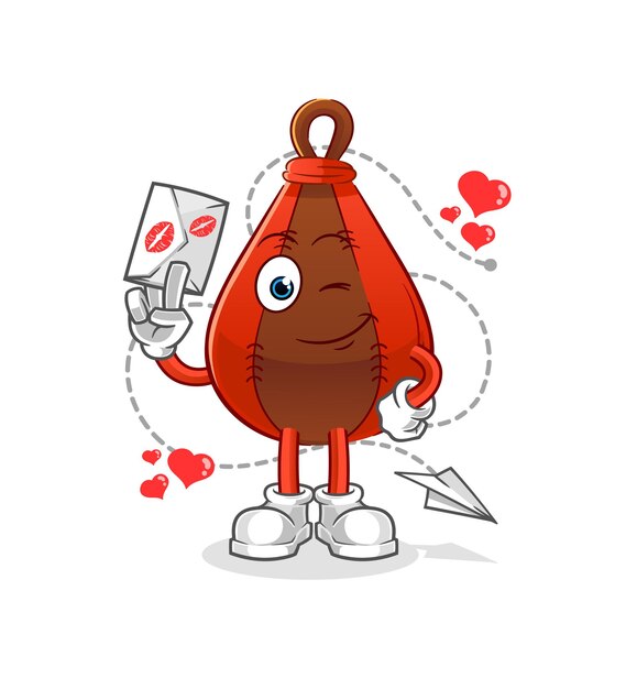 Speed bag hold love letter illustration. character vector