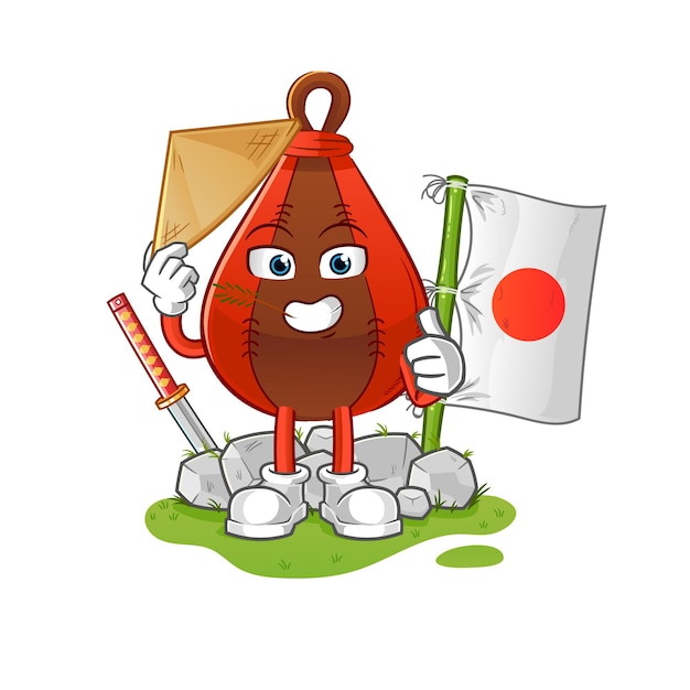 Speed bag japanese vector. cartoon character