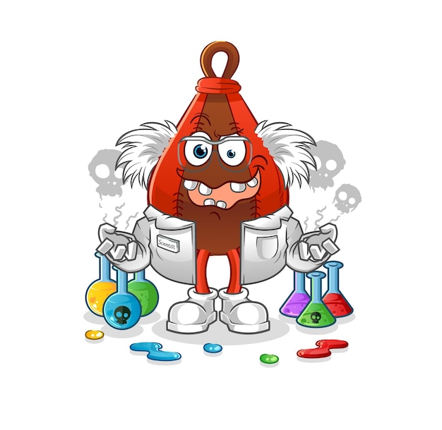 Vector speed bag mad scientist illustration. character vector