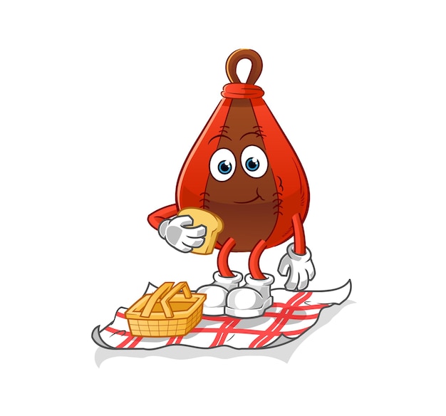 speed bag on a picnic cartoon. cartoon mascot vector