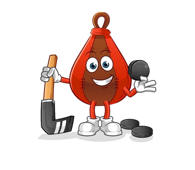 Speed bag playing hockey vector. cartoon character