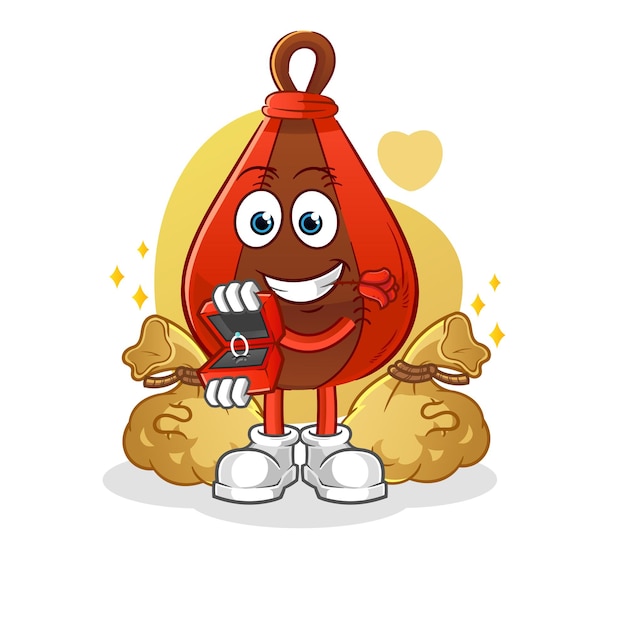 Speed bag propose with ring. cartoon mascot vector