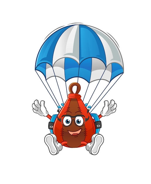 Speed bag skydiving character. cartoon mascot vector