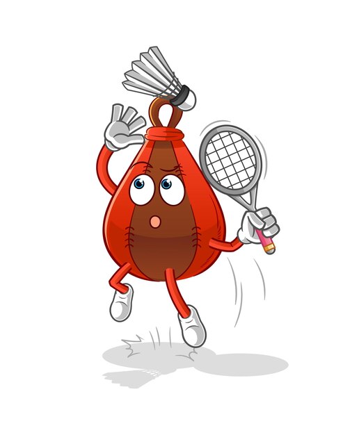 Speed bag smash at badminton cartoon. cartoon mascot vector