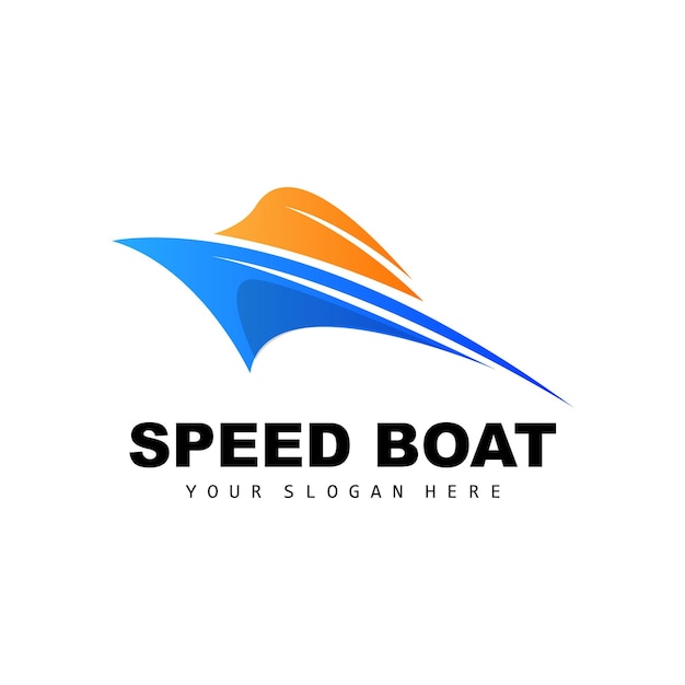 Speed Boat Logo Fast Cargo Ship Vector Sailboat Design For Ship Manufacturing Company Waterway Shipping Marine Vehicles Transportation