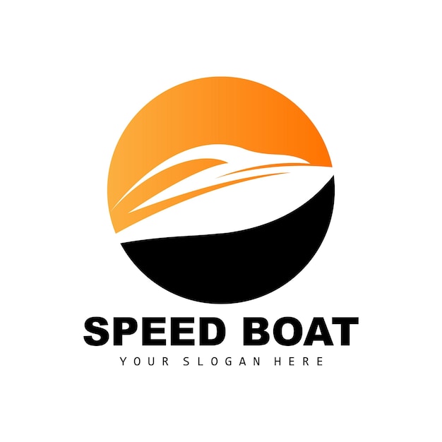 Speed Boat Logo Fast Cargo Ship Vector Sailboat Design For Ship Manufacturing Company Waterway Shipping Marine Vehicles Transportation