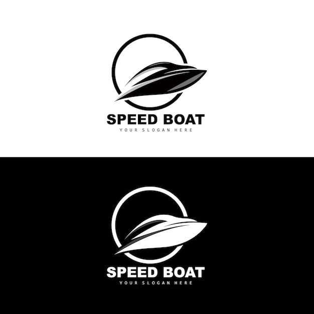 Motoscafo logo veloce nave da carico vettore barca a vela design per società di produzione di navi trasporto per via d'acqua veicoli marini trasporto