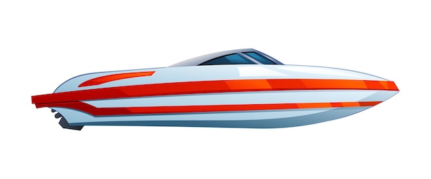 Векторная иллюстрация скоростной лодки или моторной лодки, изолированная на белом фоне