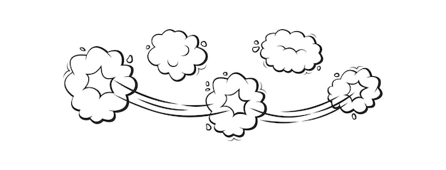 Speed cloud vector icon Motion puff effect explosion bubbles jumps with smoke or dust line design