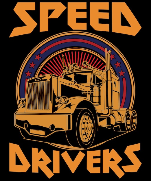 ベクトル speed drivers トラック ドライバー t シャツ デザイン