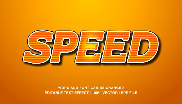 Speed editable text effect template 3d bold glossy cartoon style typeface