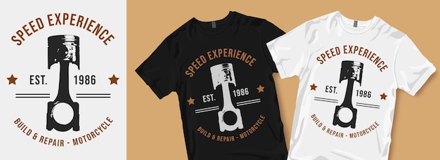 Дизайн футболки с поршневым мотоциклом speed experience