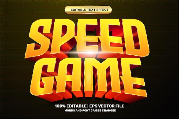 Speed flash game red gold 3d editable text effect style