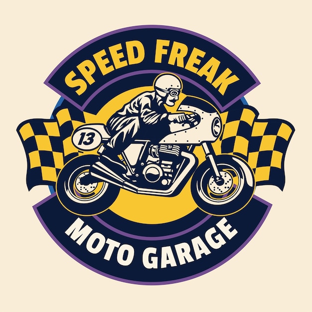 Speed freak vintage motorcycle garage badge