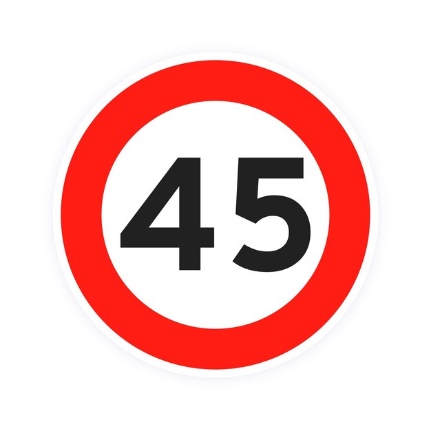 Speed limit 45 round road traffic icon sign flat style design vector illustration isolated