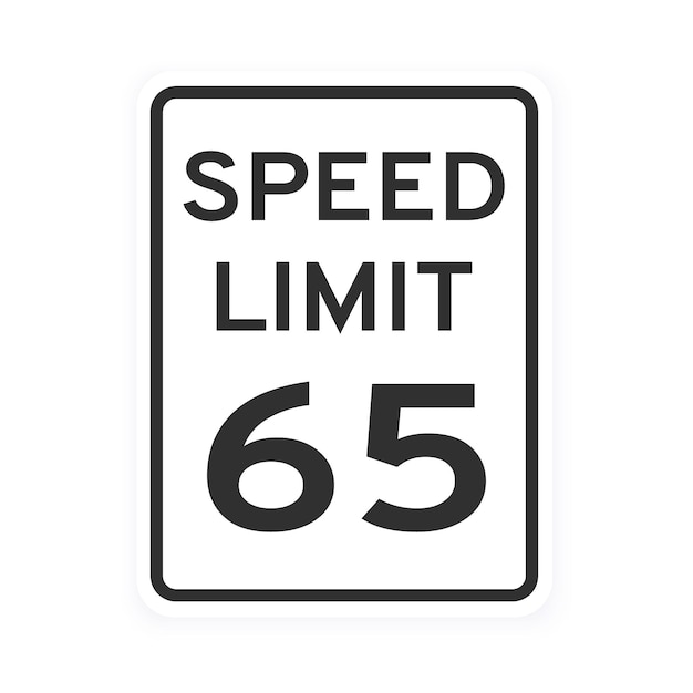 スピード制限 65 道路交通アイコンサイン フラットスタイルデザインベクトルイラスト