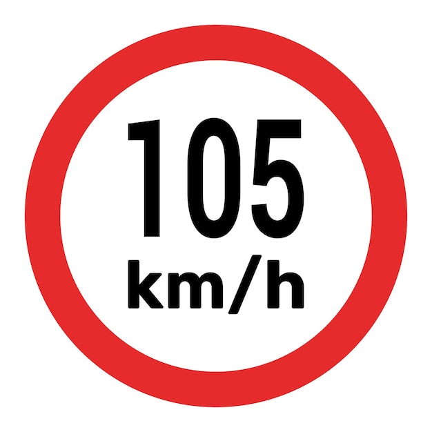 Вектор Знак ограничения скорости 105 км в час икона векторная иллюстрация