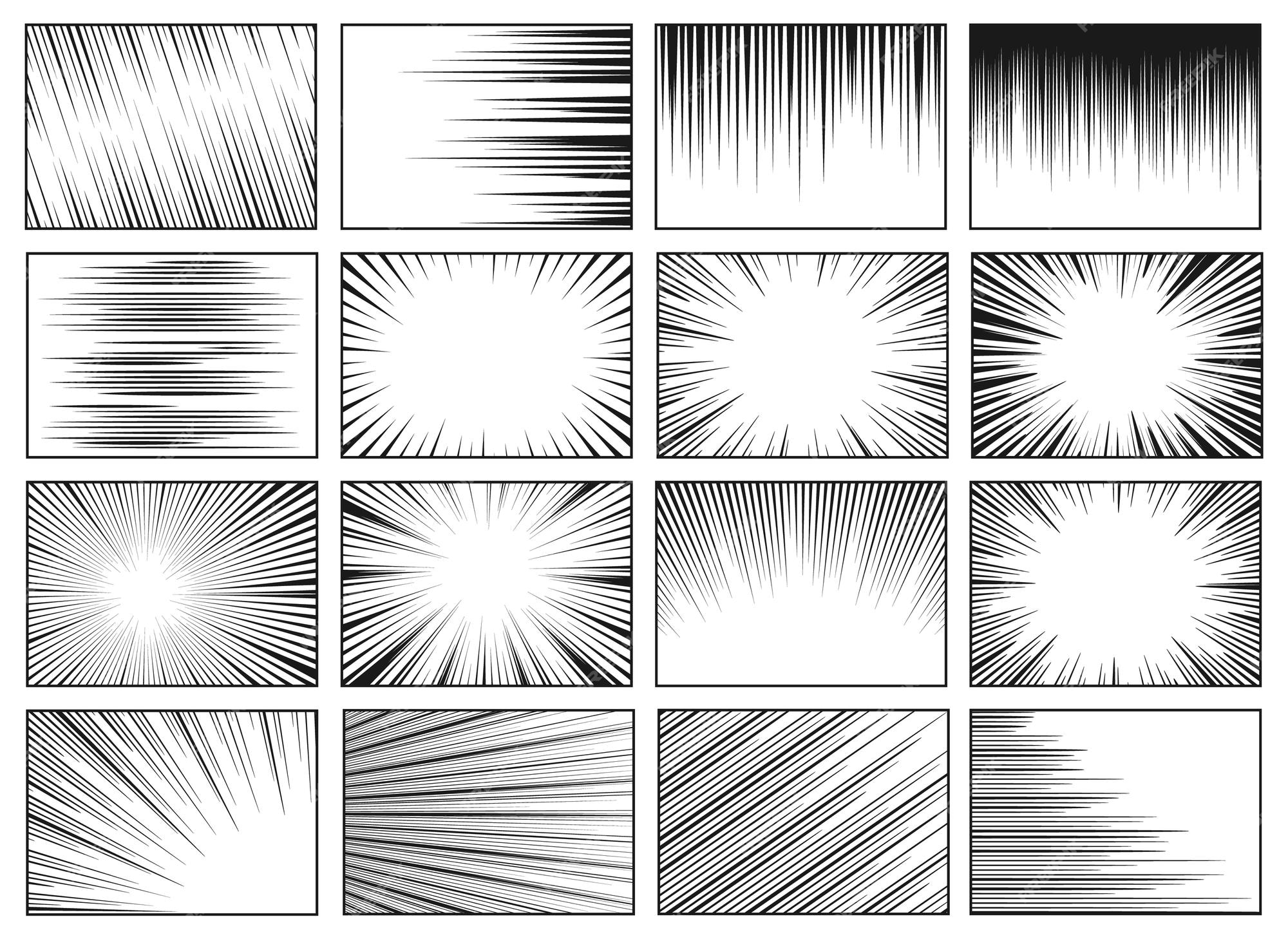 Speed lines, motion strip manga comic horizontal and radial effect