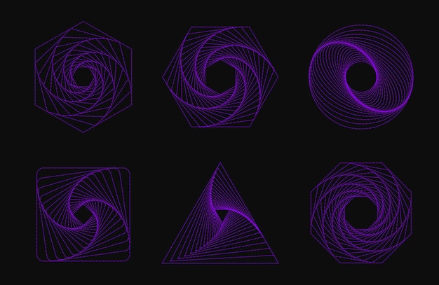 Speed lines in circle form. geometric art, radial border for logo. halftone round elements vector.