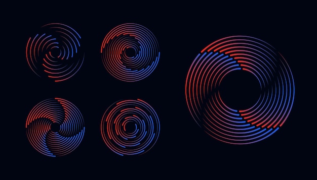 円の形のスピードラインロゴの幾何学的なアート放射状の境界線