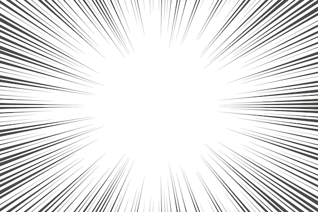 Speed lines in frame for manga comics book Radial motion background Monochrome explosion flash glow