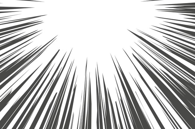 Speed lines in frame for manga comics book Radial motion background Monochrome explosion flash glow