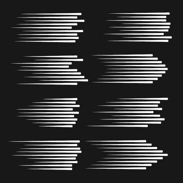 Vector speed lines isolated. black motion lines on white background.