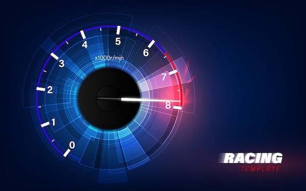 Vector speed motion background with fast speedometer car. racing velocity background.