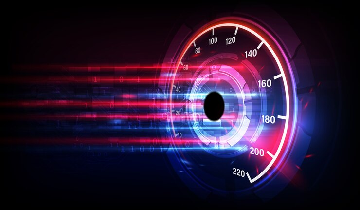 Vector speed motion background with fast speedometer car. racing velocity background.